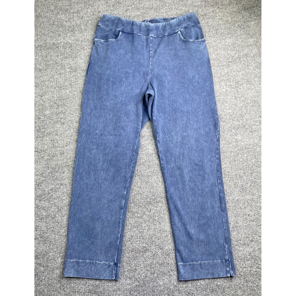 Jess & Jane Pants Womens Small Blue Mineral Wash Straight Leg Pull On M132-000